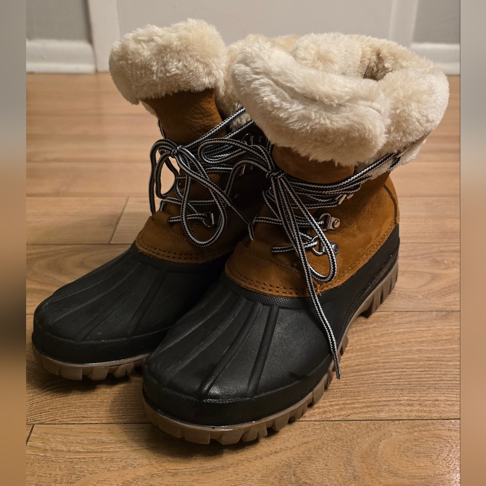 J.Crew Perfect Winter Boots with Sherpa H1891 Brown Nubuck Leather Women's 9M